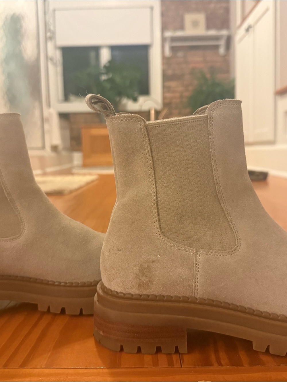 Steve Madden Taupe Suede Chelsea Lug Boots